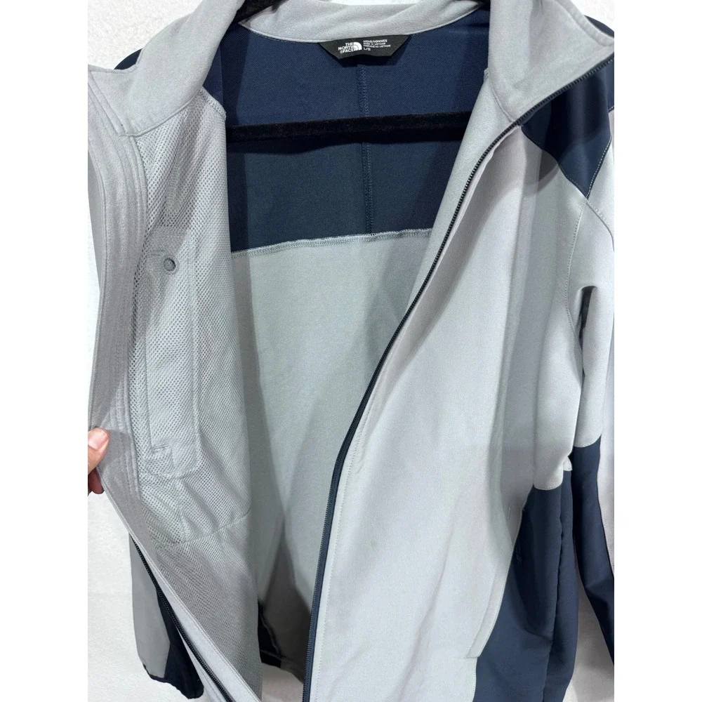 The North Face Men's Large Gray Blue Softshell Jacket Coat Windwall Full Zip